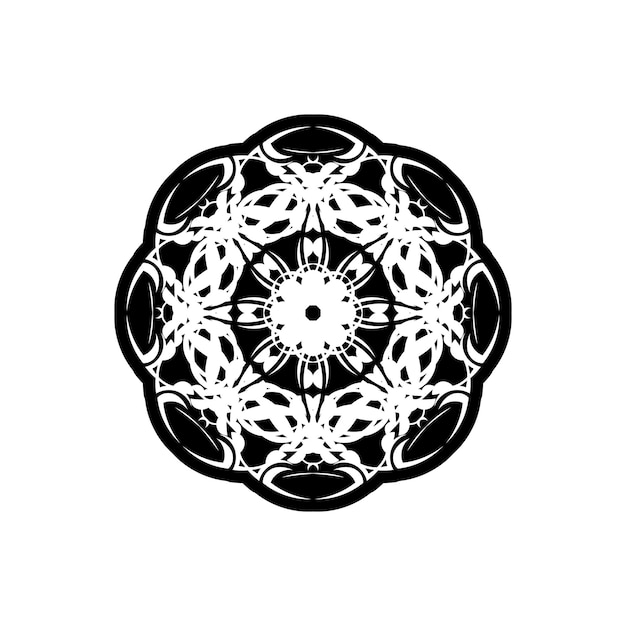 ヘナ一時的な刺青の入れ墨の装飾のための花と曼荼羅の形の円形パターンエスニックオリエンタルスタイルの装飾飾りアウトライン落書き手描きベクトルイラスト