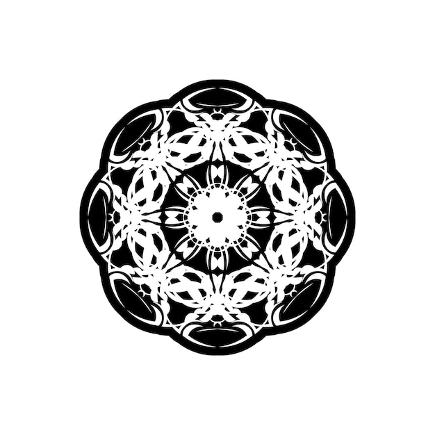 Motivo circolare a forma di mandala con fiore per la decorazione del tatuaggio henna mehndi ornamento decorativo in stile etnico orientale contorno doodle mano disegnare illustrazione vettoriale