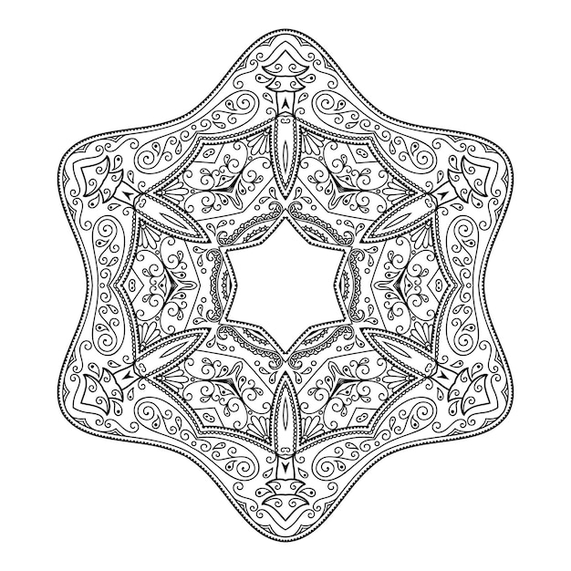 Vettore disegno circolare a forma di mandala con fiore per la decorazione del tatuaggio di henna mehndi ornamento decorativo in stile etnico orientale contorno doodle illustrazione vettoriale disegnata a mano