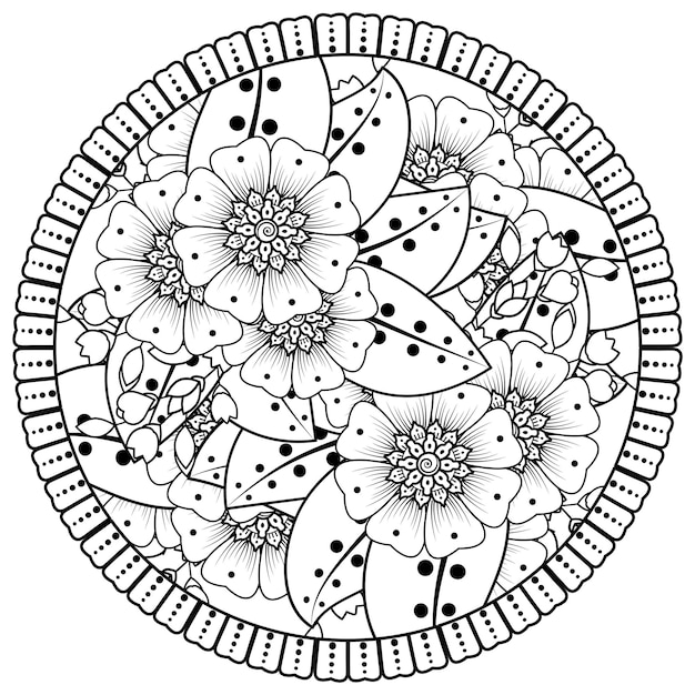 Circular pattern in the form of mandala with flower for henna mehndi tattoo decoration