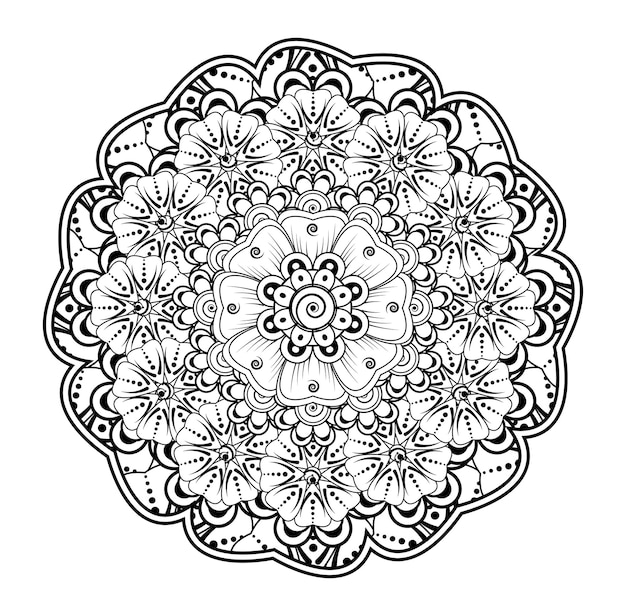 ヘナ一時的な刺青の入れ墨の装飾のための花と曼荼羅の形の円形パターン