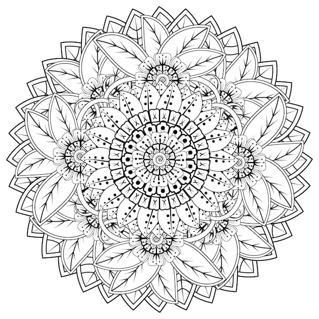 Motivo circolare a forma di mandala con fiore per henné mehndi