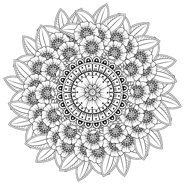 Circular pattern in the form of mandala with flower for henna