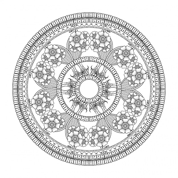 Circular pattern in form of mandala with lotus flower