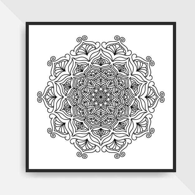 Vector circular pattern hand drawn line art illustration of mandala for coloring page