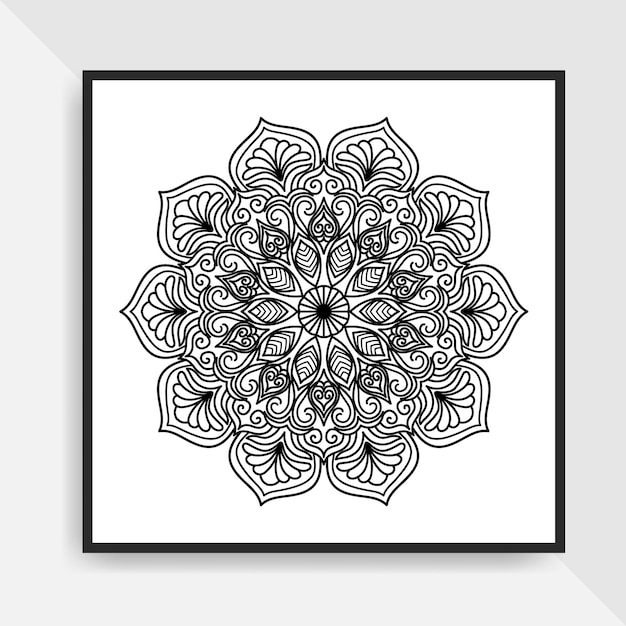 Vector circular pattern hand drawn line art illustration of mandala for coloring page