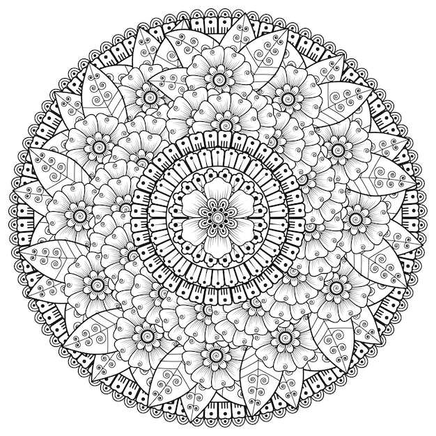 Круговой узор в виде мандалы с цветком. декоративный орнамент в этническом восточном стиле.