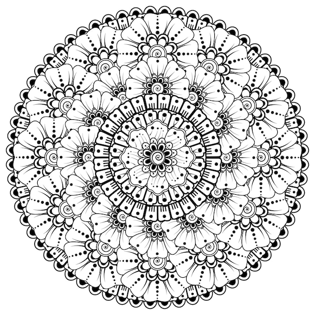 花と曼荼羅の形の円形パターン。エスニックオリエンタルスタイルの装飾飾り。