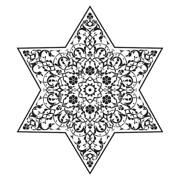 Modello circolare ornamento etnico islamico per tatuaggi di tessuti di piastrelle di ceramica