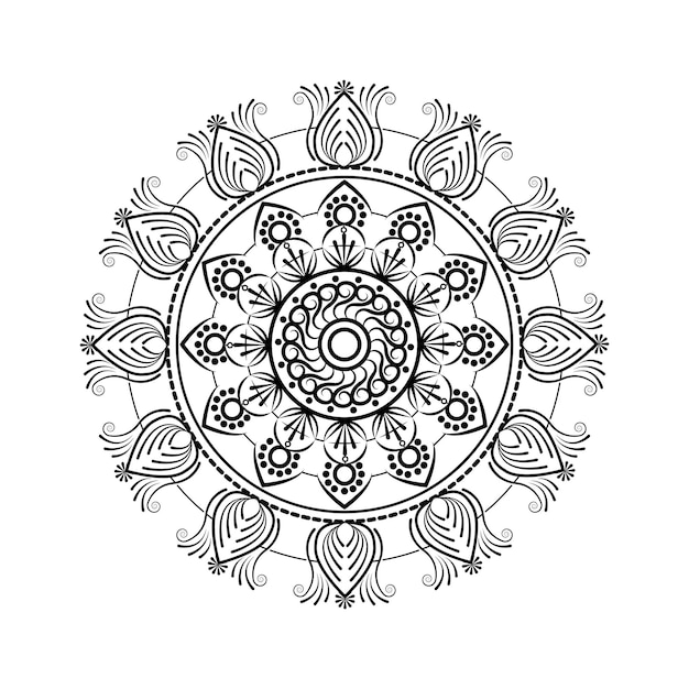 Круговой узор мандалы для цветочного ручного рисунка хны Менди в этническом восточном стиле.