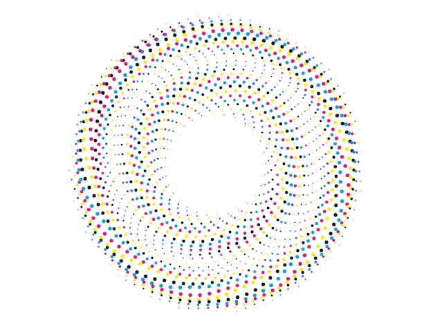 カラフルなドットが付いた円形パターンの幾何学的な円モザイク渦巻きベクトル