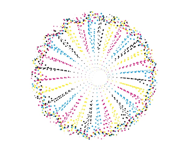 カラフルなドットが付いた円形パターンの幾何学的な円モザイク渦巻きベクトル