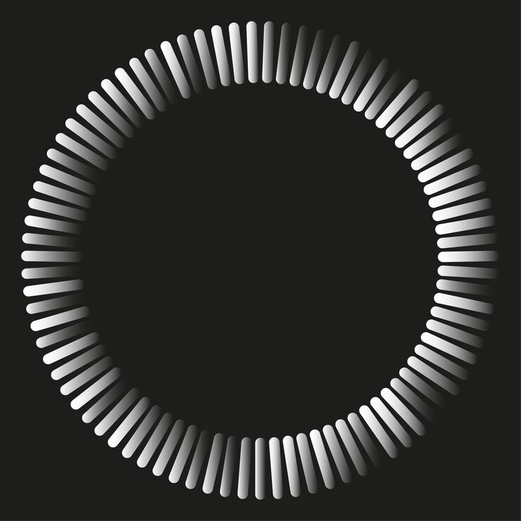 Vector circular radial stripe frame black white ring pattern vector geometric border