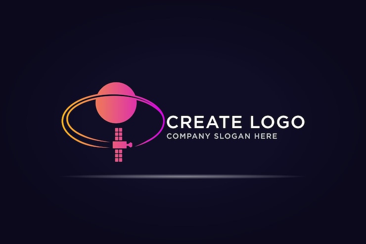 Vector circular satellite world logo design