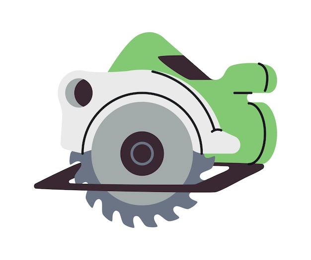 circular saw shown in cartoon isolated style isolated on white background concept of construction
