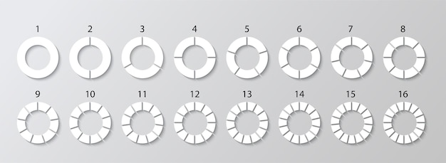 Circular section template Pie diagram divided into gray pieces Round chart Circle structure graph