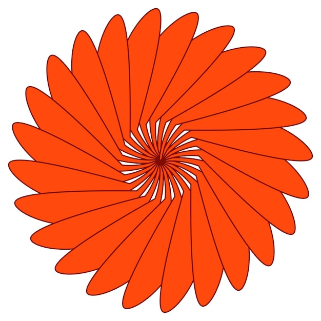 Forma circolare con petali come sole o fiore isolato su clipart bianco