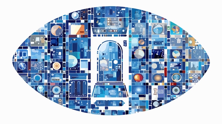 Vector circular slot machine mosaic design element