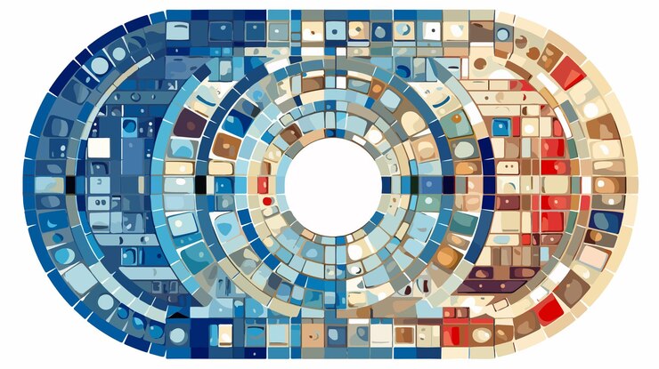 Vector circular slot machine mosaic design element