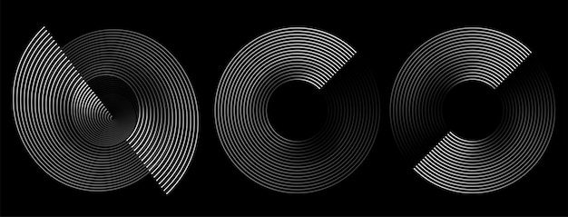 Vector circular spiral sound wave rhythm from lines