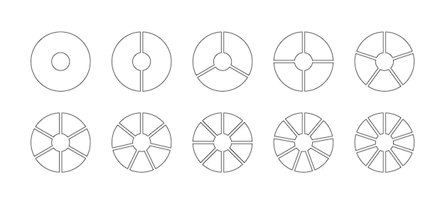 Vector circular structure chart outline circle section templates collection ring graph divided into pieces