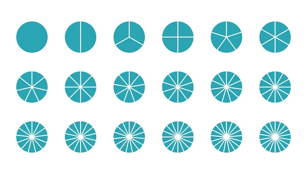 Grafico a struttura circolare modello di sezione circolare turchese anello e grafico rotondo diviso in pezzi