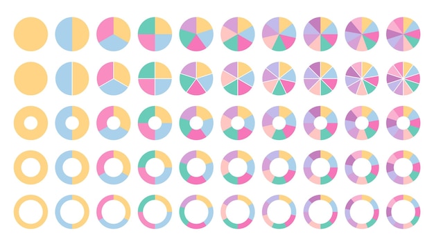 Grafico a struttura circolare diviso in segmenti multicolore grafico circolare modello di sezione ad anello diagramma a torta