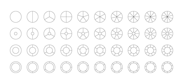 Vettore modello di struttura circolare grafico rotondo grafico a sezione circolare diagramma a torta diviso in pezzi