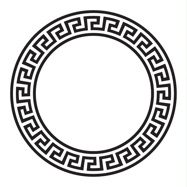 Circular vector Greek ornament EPS, national antique round pattern,