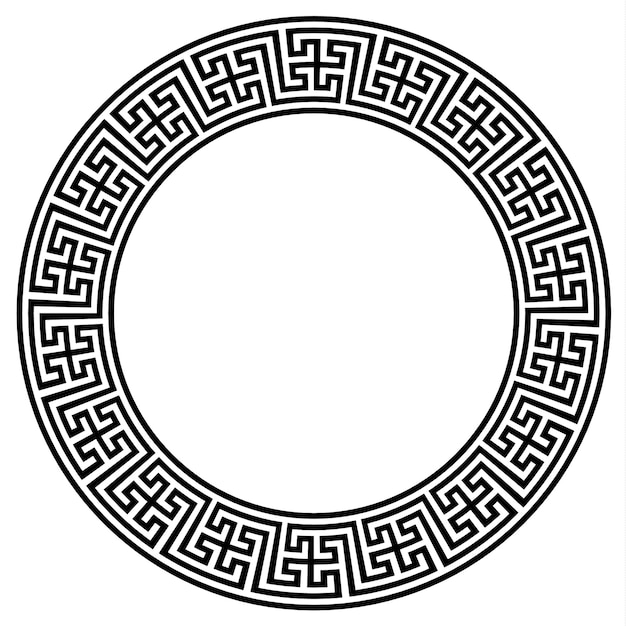 Circular vector Greek ornament EPS, national antique round pattern,