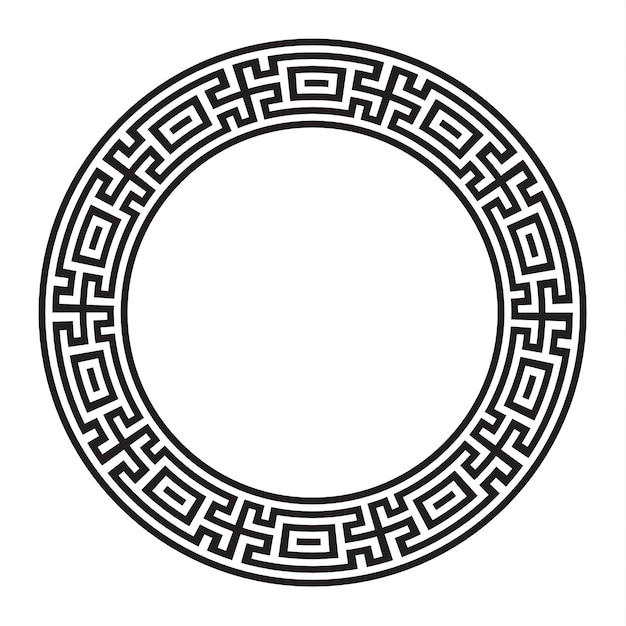 Circular vector Greek ornament EPS, national antique round pattern,