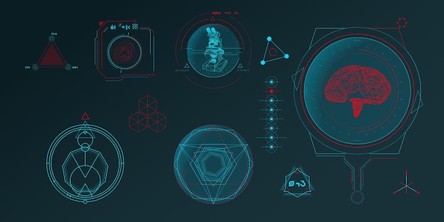 scifi 인터페이스를 위한 원형  ⁇ 터 인포그래픽 요소