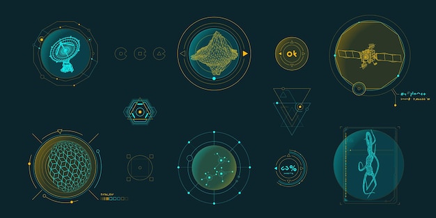 Circular vector infographic elements for scifi interface