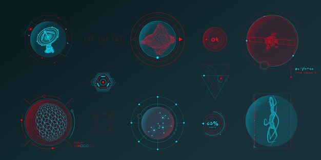 Elementi infografici vettoriali circolari per l'interfaccia sci-fi