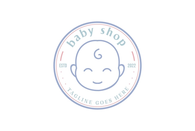 Vector circular vintage cute little smile face for baby shop stamp logo design vector