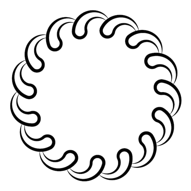 Circular wavy frame teardrop squiggles wavy circle