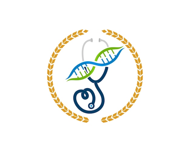 Vector circular wheat with stethoscope and dna symbol