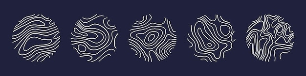 トポグラフィック・マップ・ライン・テクスチャー・セット (Wood Tree Topographic Abstract Collection)