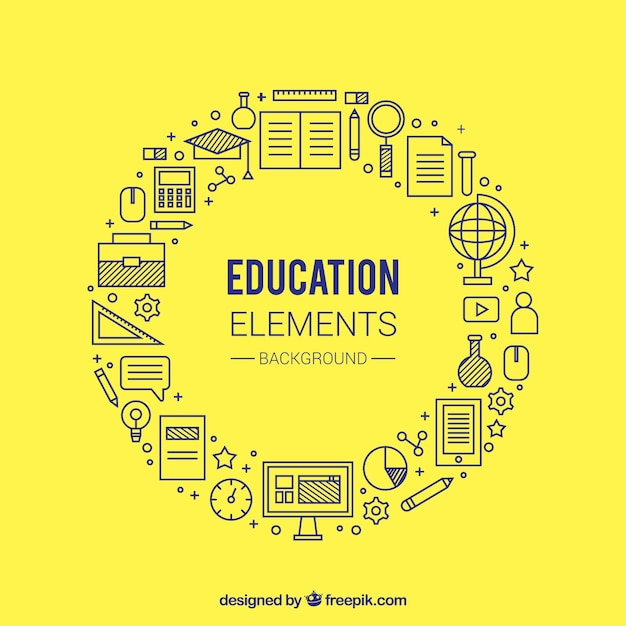 Circular yellow education concept background