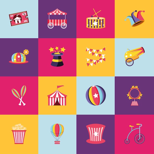 Vector circus amusement icons