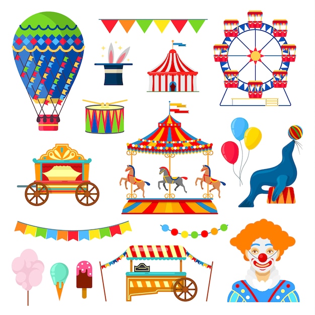 Vector circus and amusement icons