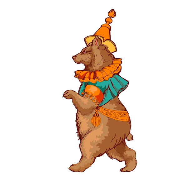 Circus animal bear wearing clothes