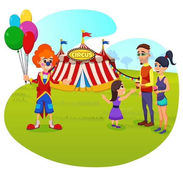 Vector circus arrival cartoon.