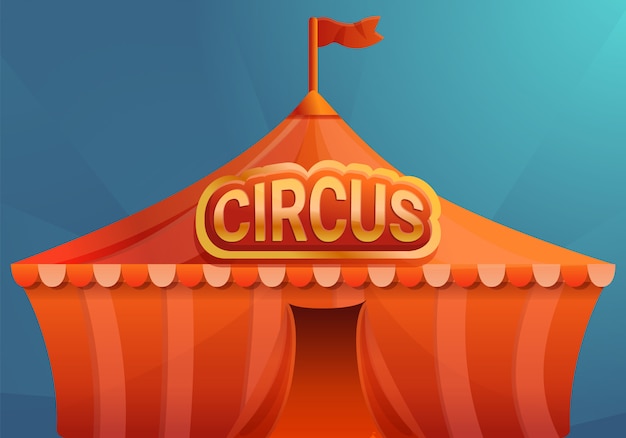 Circus on blue background concept banner, cartoon style