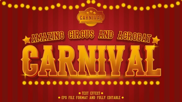 Vector circus carnaval achtergrond en teksteffect