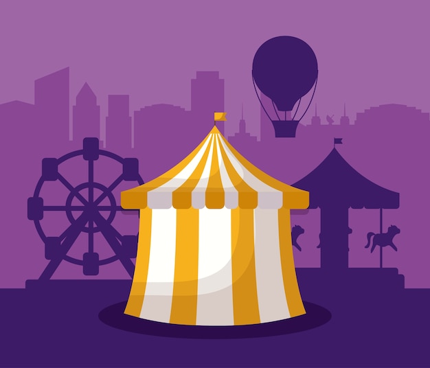 Circus carnaval ontwerp met circustent pictogram