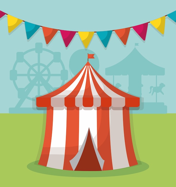 Circus carnaval ontwerp met circustent pictogram