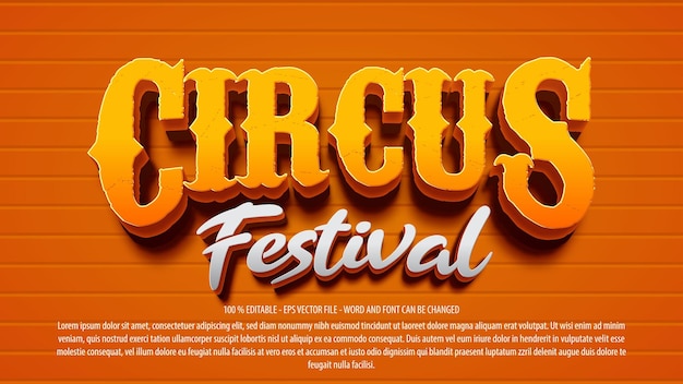 Цирковой карнавал 3d жирный редактируемый текстовый эффект