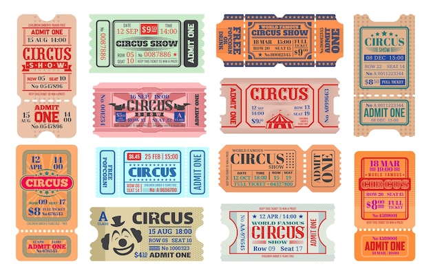 Vector circus carnival amusement show tickets