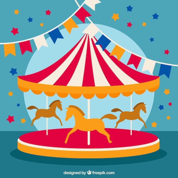 Vector circus carousel illustration